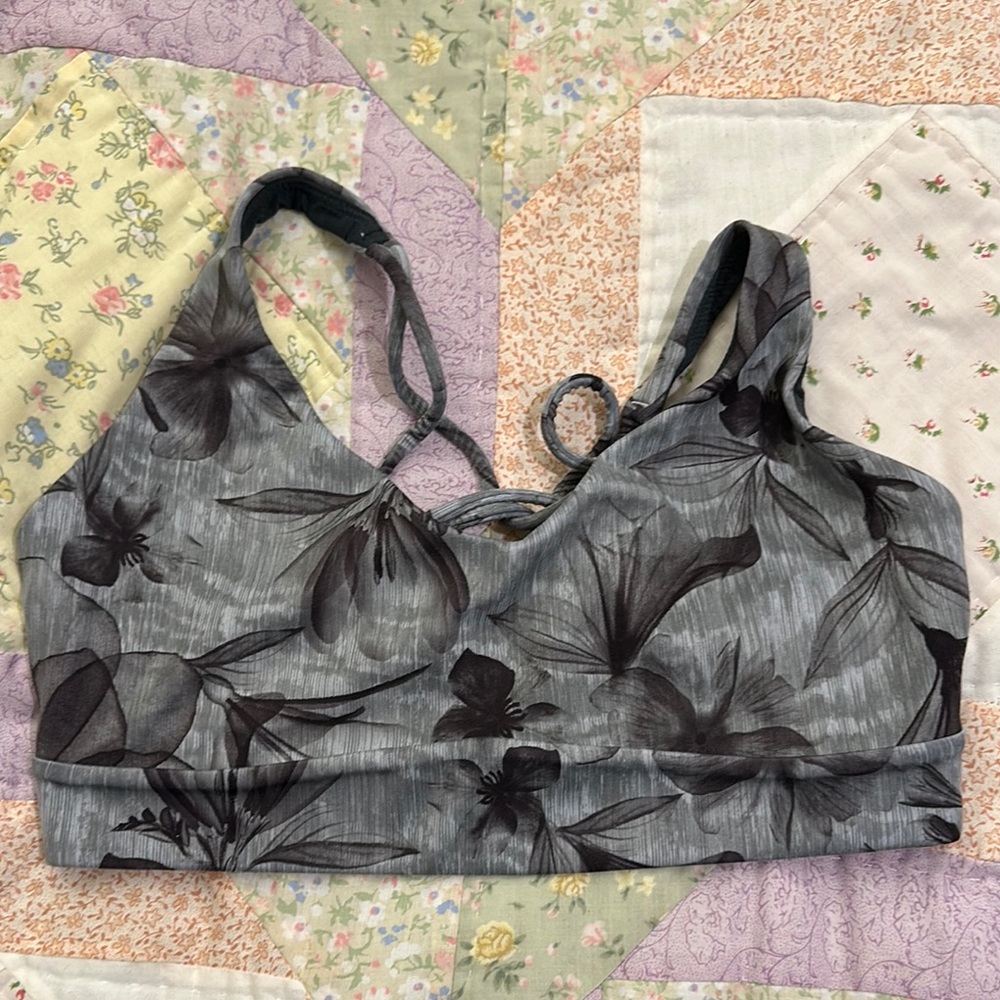 Floral Gray Women's sports bra
